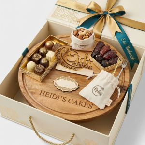 Home Personalised Acacia Wood Cake Stand Eid Luxury Dessert Hamper Gift Box