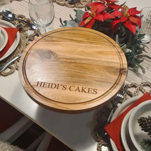 Home personalised acacia wood cake stand with lid: free engraving